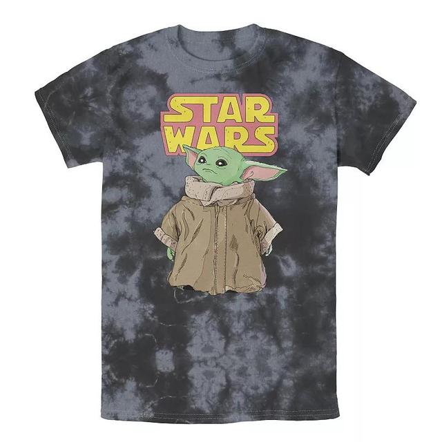 Mens Star Wars The Mandalorian The Child Cute Stare Logo Tee, Boys Black Grey Product Image