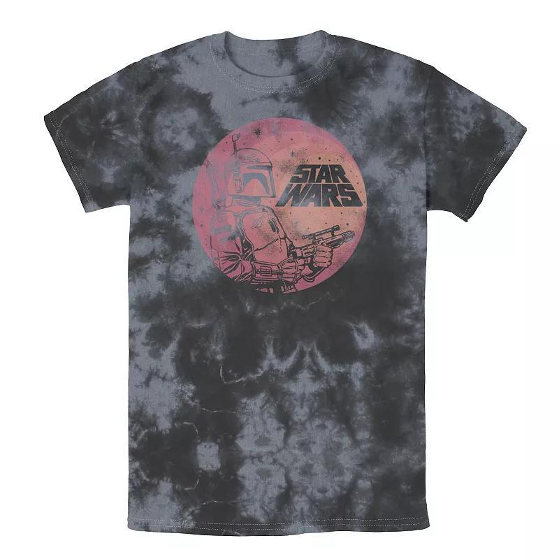 Mens Star Wars Boba Fett Retro Circle Tee, Boys Black Grey Product Image