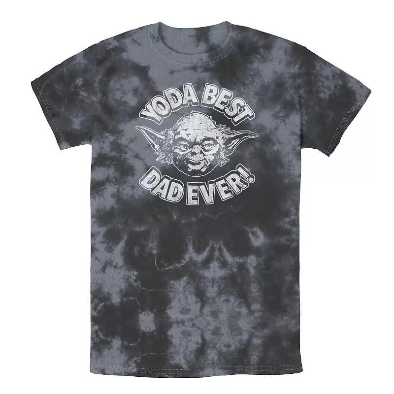 Mens Star Wars Fathers Day Yoda Best Dad Ever Head Shot Stamp Tee, Boys Black Grey Product Image