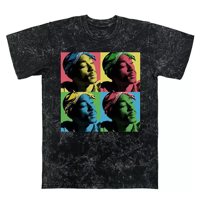 Mens Tupac Shakur Popart Mineral Wash Graphic Tee Product Image