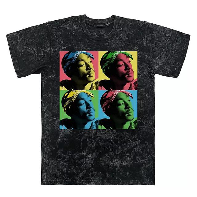 Mens Tupac Shakur Popart Mineral Wash Graphic Tee Product Image