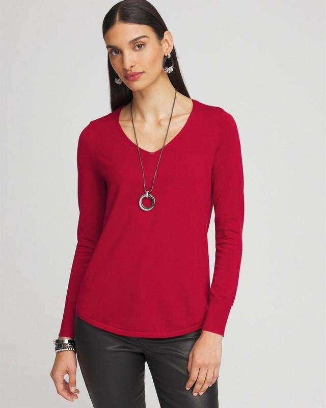 Women's Caviar Trim V-Neck Pullover Sweater Product Image