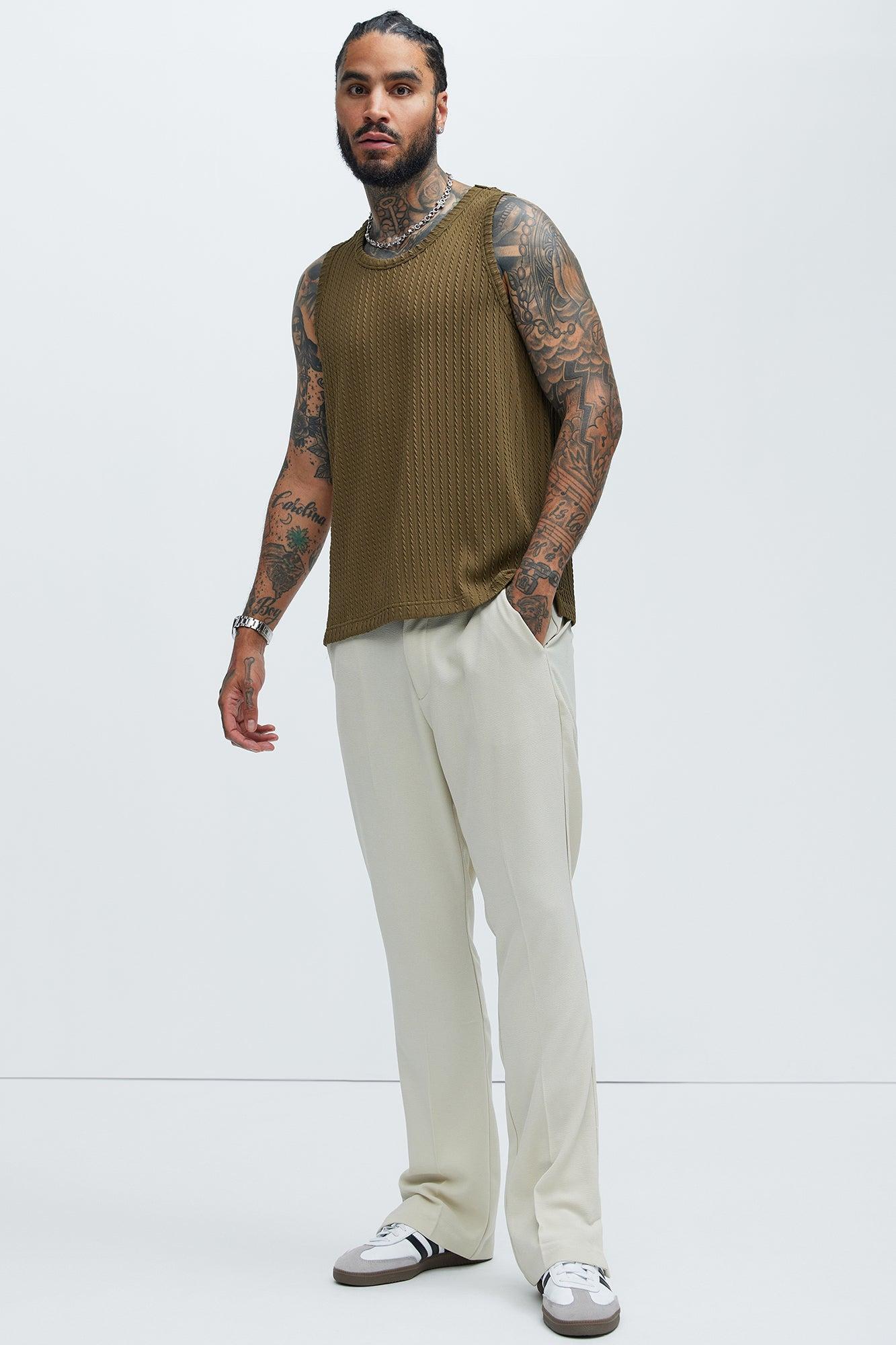 Rope Textured Tank - Olive Product Image