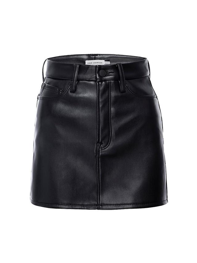 Womens Vegan Leather Mini Skirt | Black, Size 0 | Good American by Khlo Kardashian Product Image