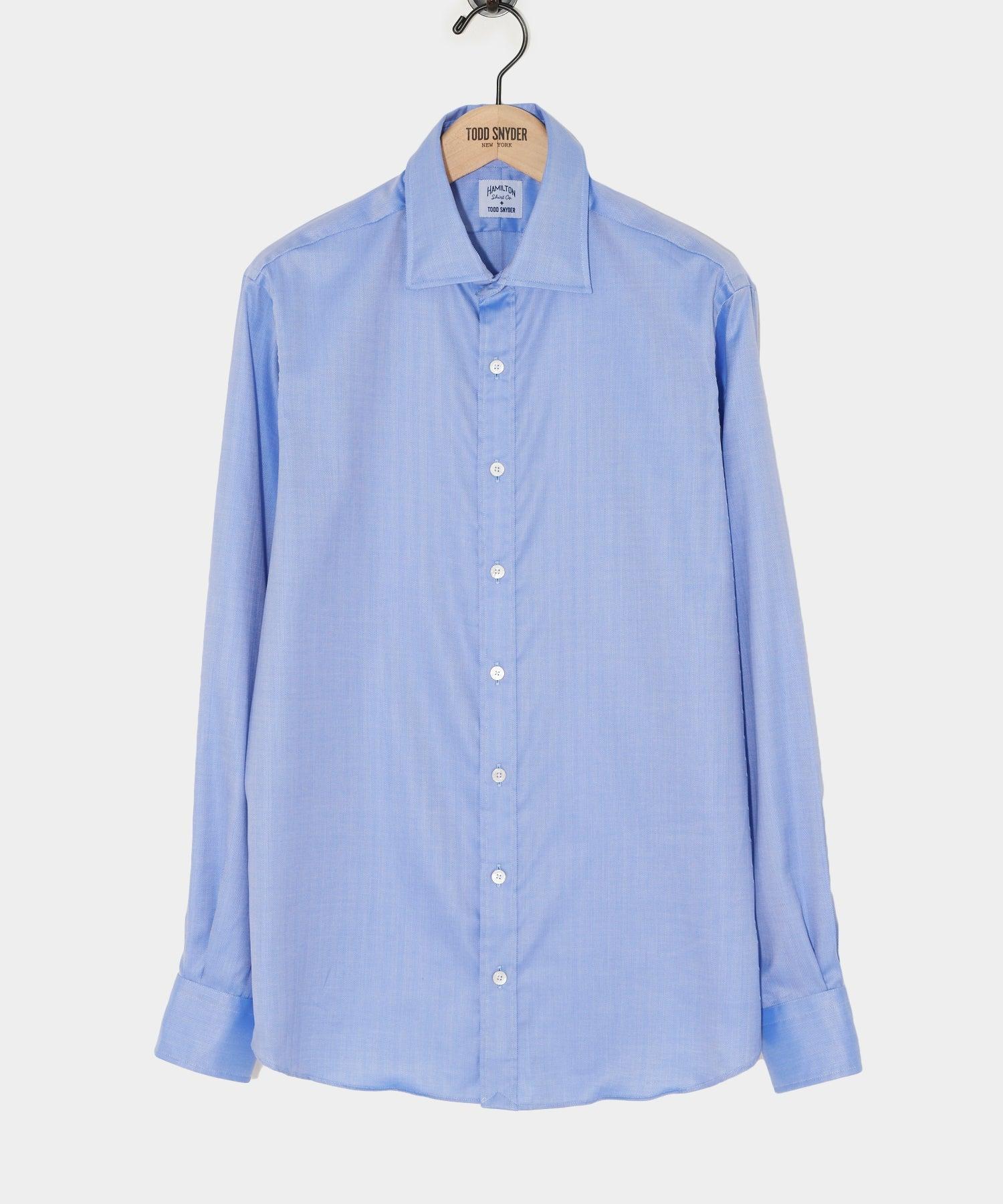 Hamilton + Todd Snyder Herringbone Dress Shirt in Blue Product Image