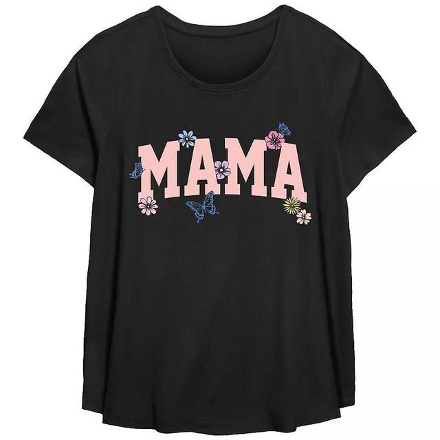 Plus Size Mama Flowers Scoop Hem Flow Graphic Tee, Womens Product Image