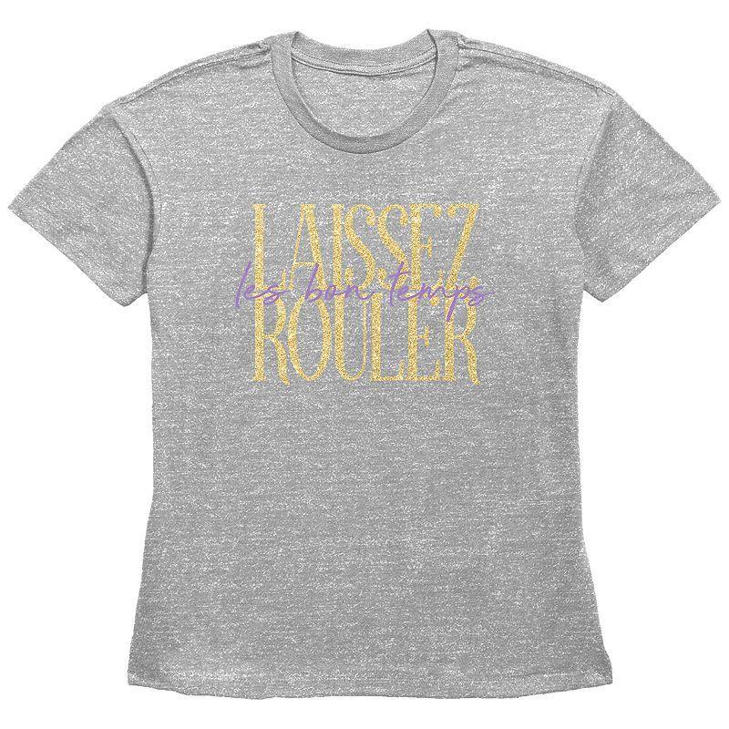 Womens Laissez Ruler Les Bon Temps Basic Fit Graphic Tee, Girls Grey Gray Product Image