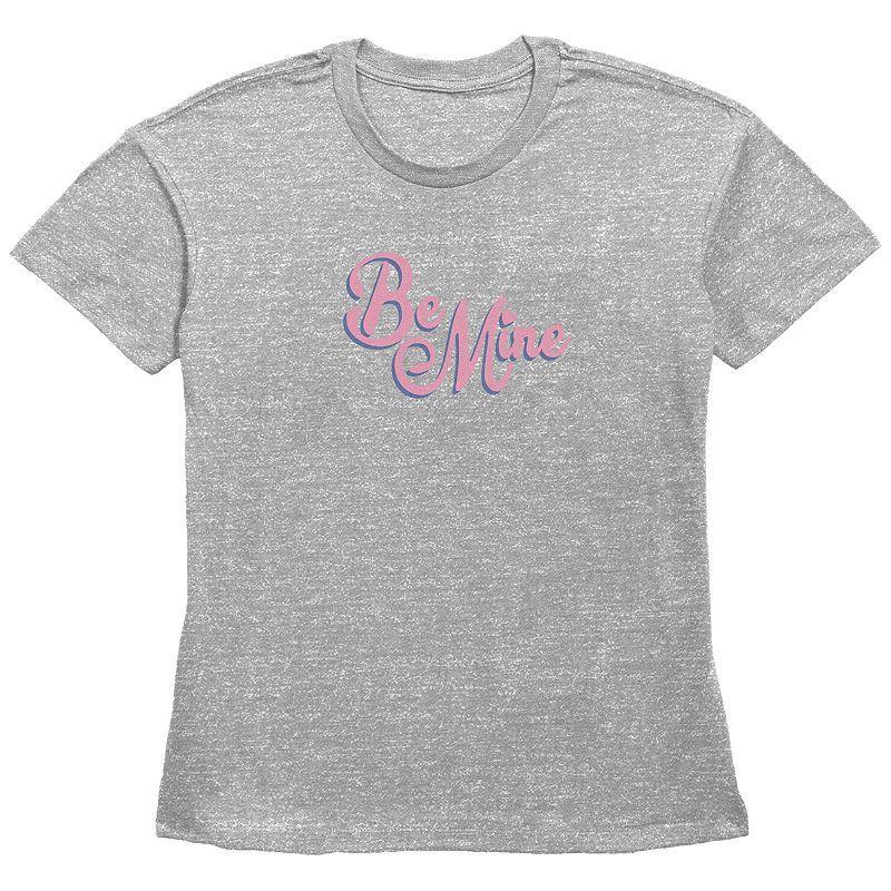 Womens Be Mine Basic Fit Graphic Tee, Girls Grey Gray Product Image