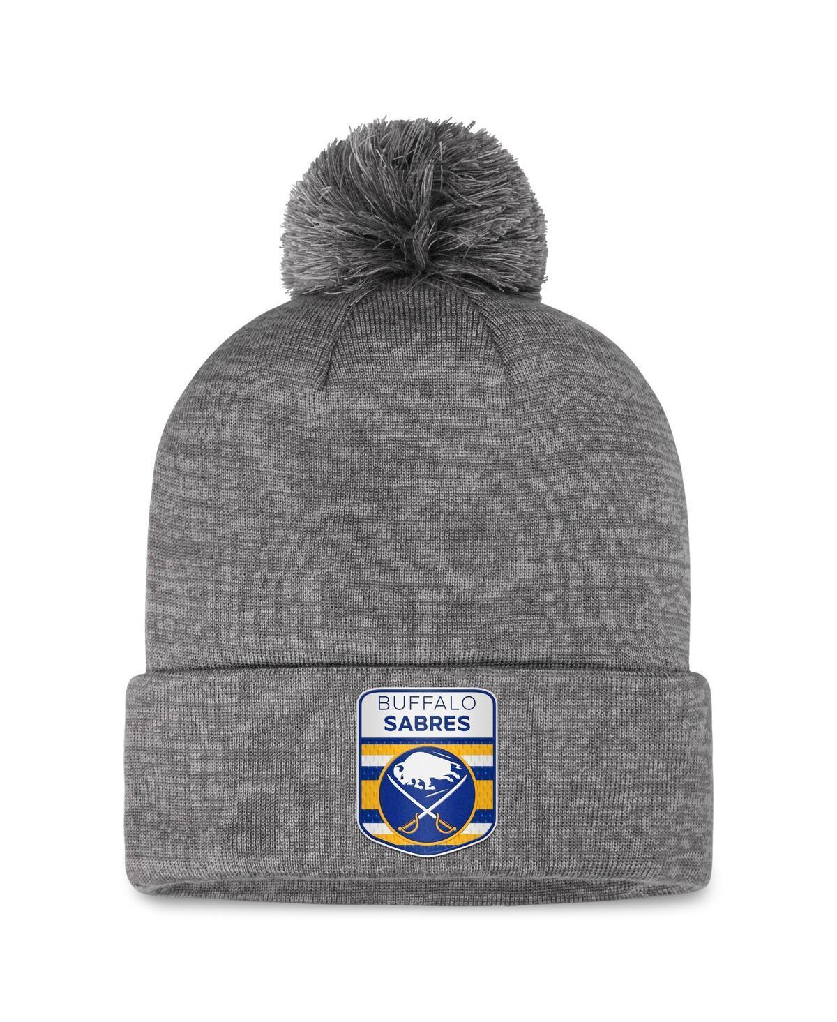 Mens Fanatics Gray Buffalo Sabres Authentic Pro Home Ice Cuffed Knit Hat with Pom Product Image