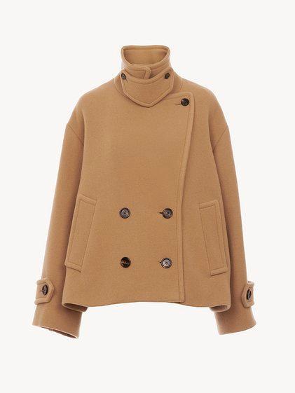 Oversized short coat in wool Product Image