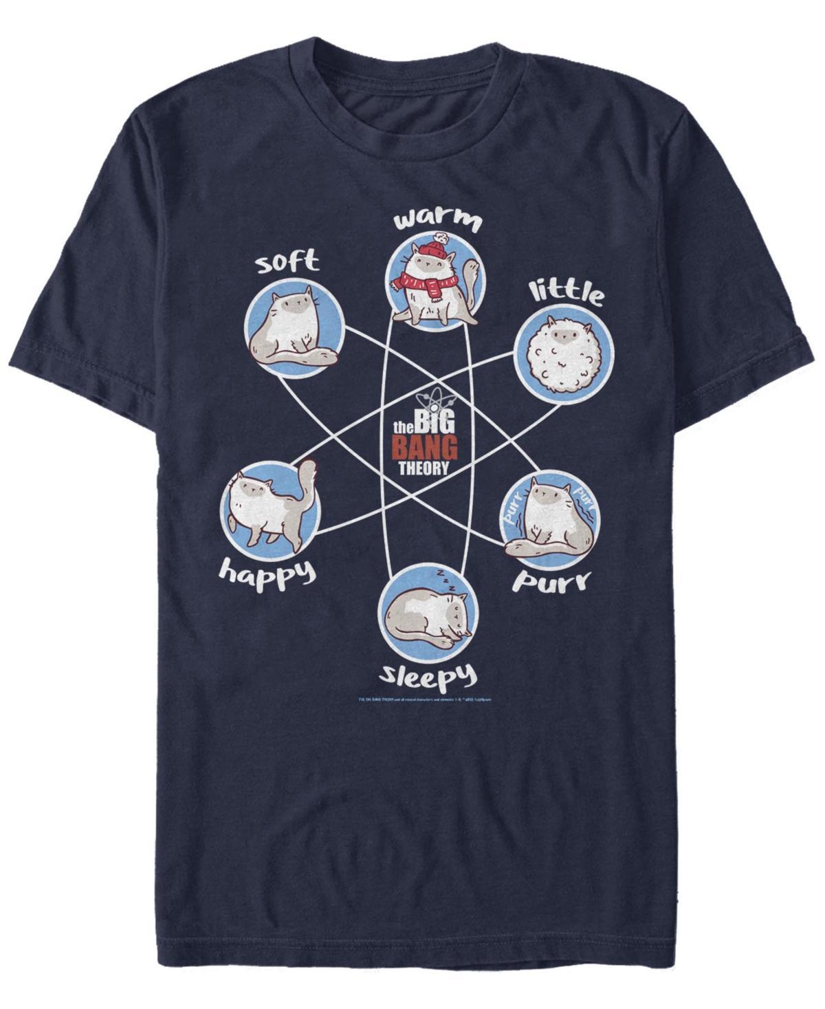 Mens The Big Bang Theory Soft Warm Little Happy Sleepy Kitty Tee Blue Product Image