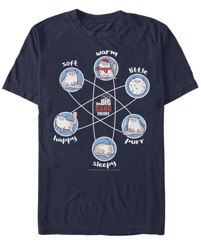 Mens The Big Bang Theory Soft Warm Little Happy Sleepy Kitty Tee Blue Product Image