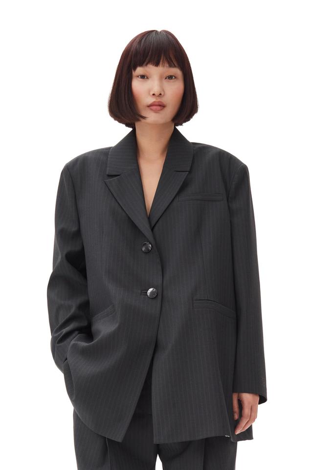 Charcoal Stripe Suiting Oversized Blazer Product Image