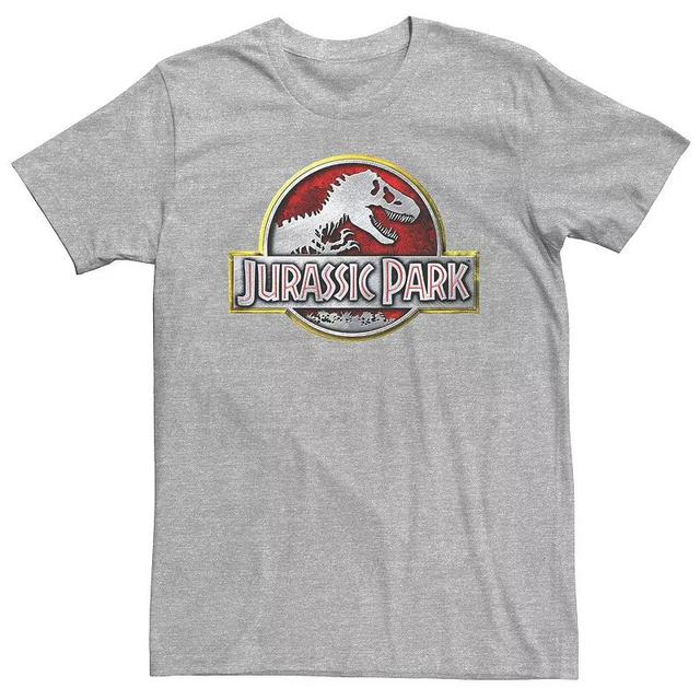 Big & Tall Jurassic Park Chrome Logo Tee, Mens Athletic Grey Product Image