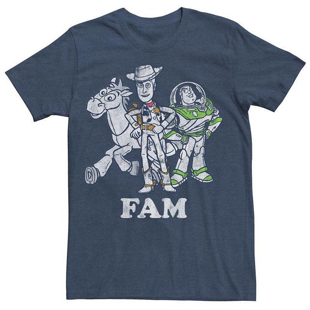 Mens Disney / Pixars Toy Story Woody Buzz & Bullseye Fam Group Shot Tee Navy Grey Product Image