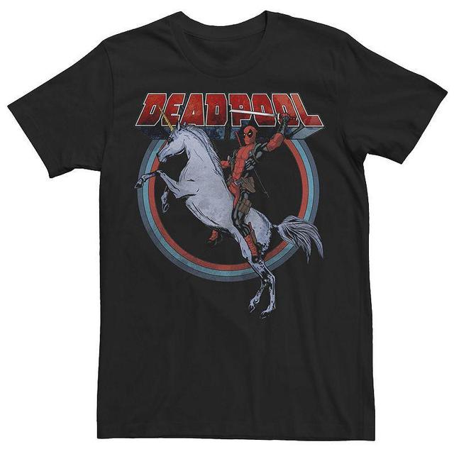 Mens Marvel Deadpool Riding A Unicorn Circle Tee Product Image