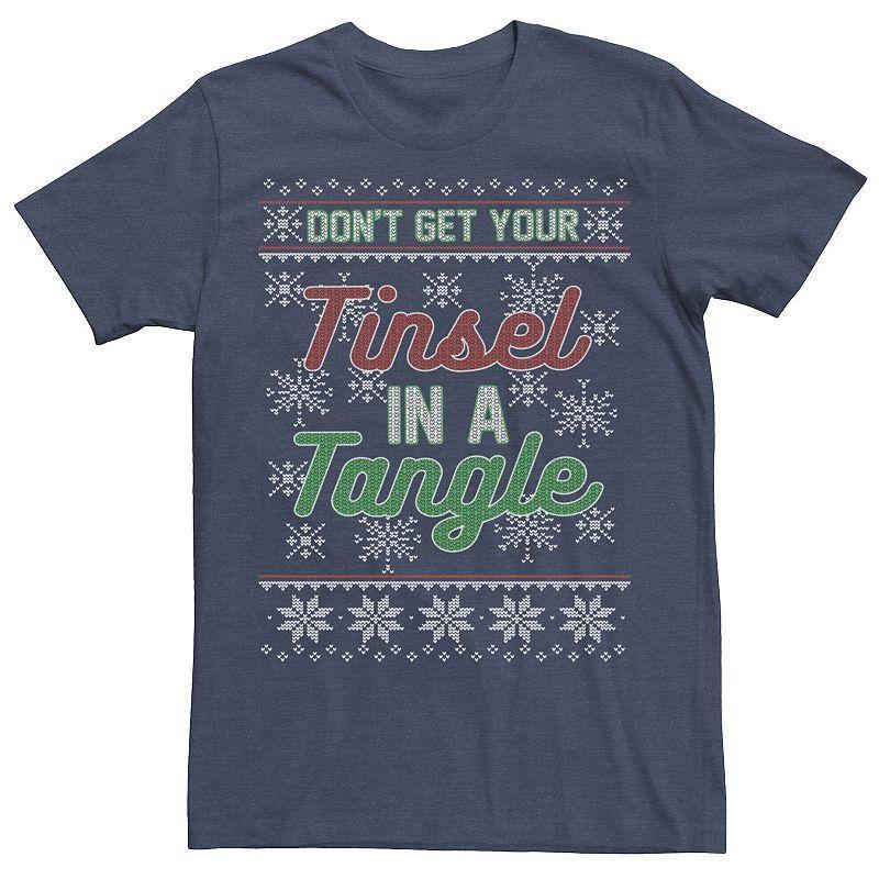 Mens Ugly Sweater Dont Get Your Tinsel In A Tangle Tee Navy Grey Product Image