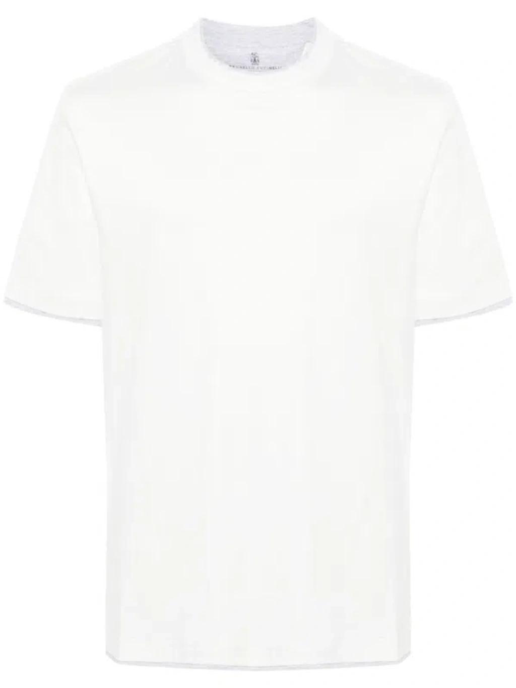 BRUNELLO CUCINELLI Double-layer Cotton T-shirt In White Product Image