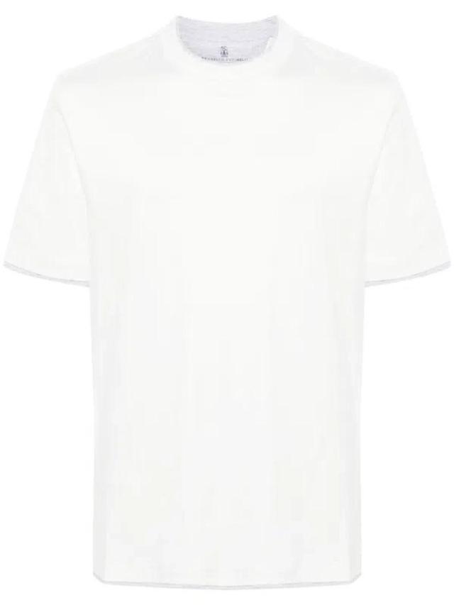 BRUNELLO CUCINELLI Double-layer Cotton T-shirt In White Product Image