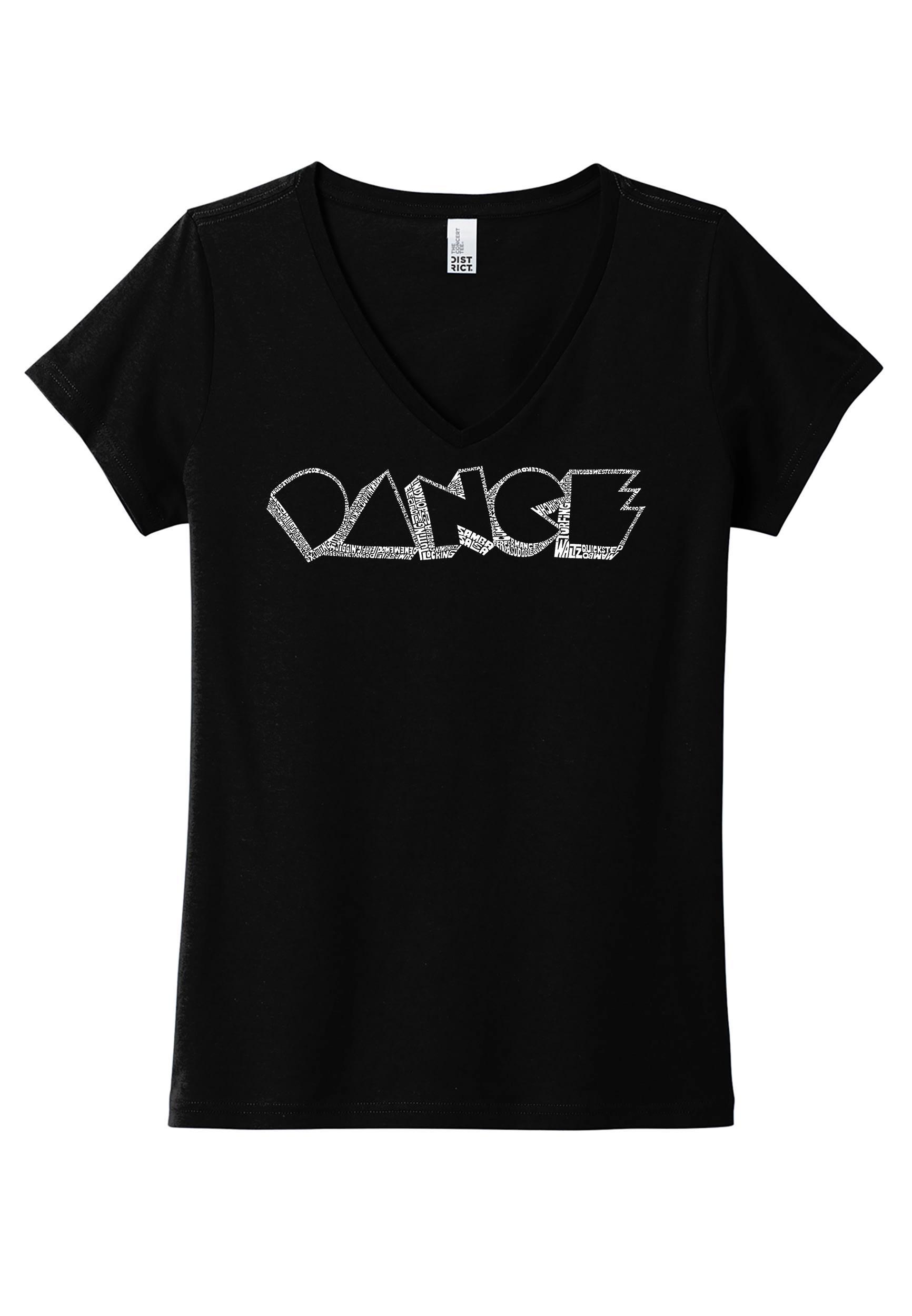 LA Pop Art Plus Size Women's Dance Word Art V-Neck Tee Product Image