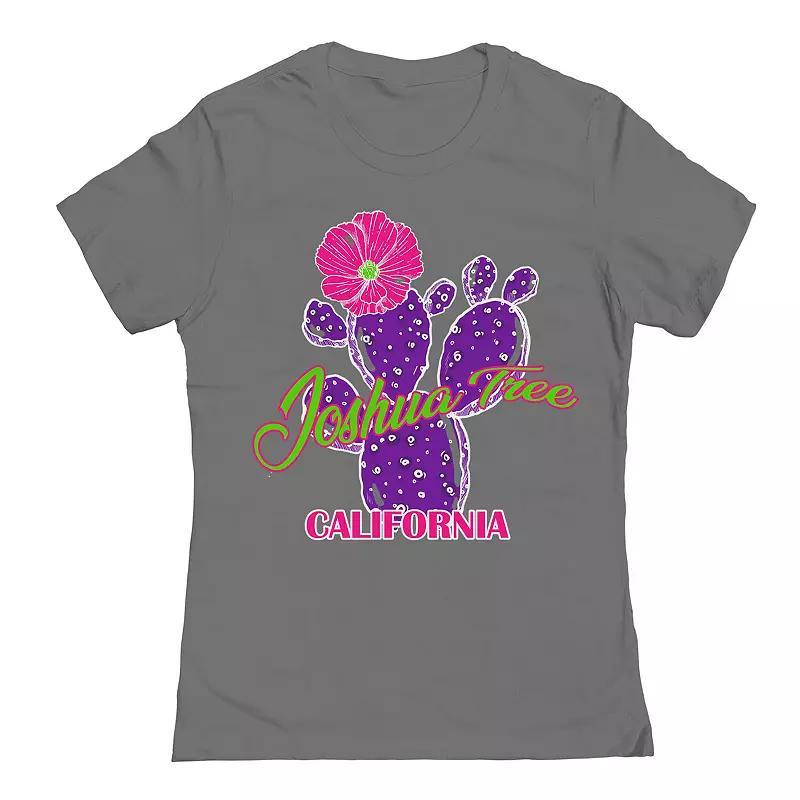 Juniors Joshua Tree Cactus Womens Graphic Tee, Girls Grey Product Image