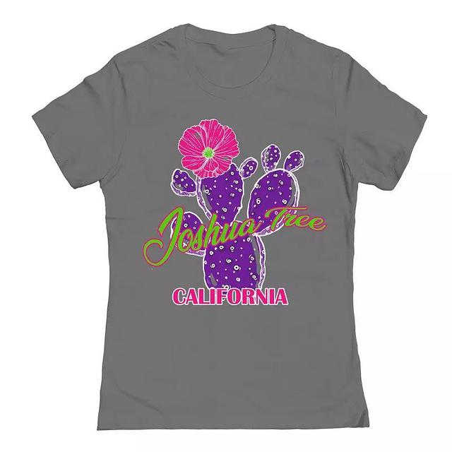 Juniors Joshua Tree Cactus Womens Graphic Tee, Girls Grey Product Image