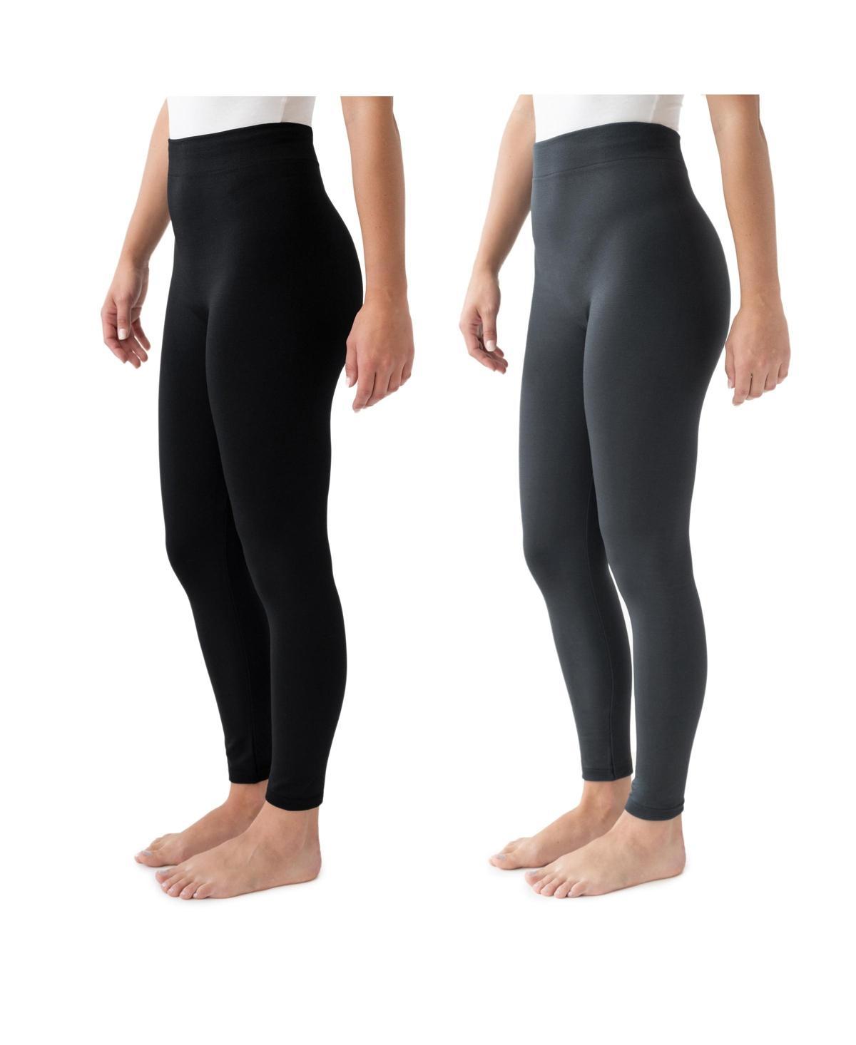 Muk Luks Womens 2 Pack of Leggings, Charcoal Black/black Product Image