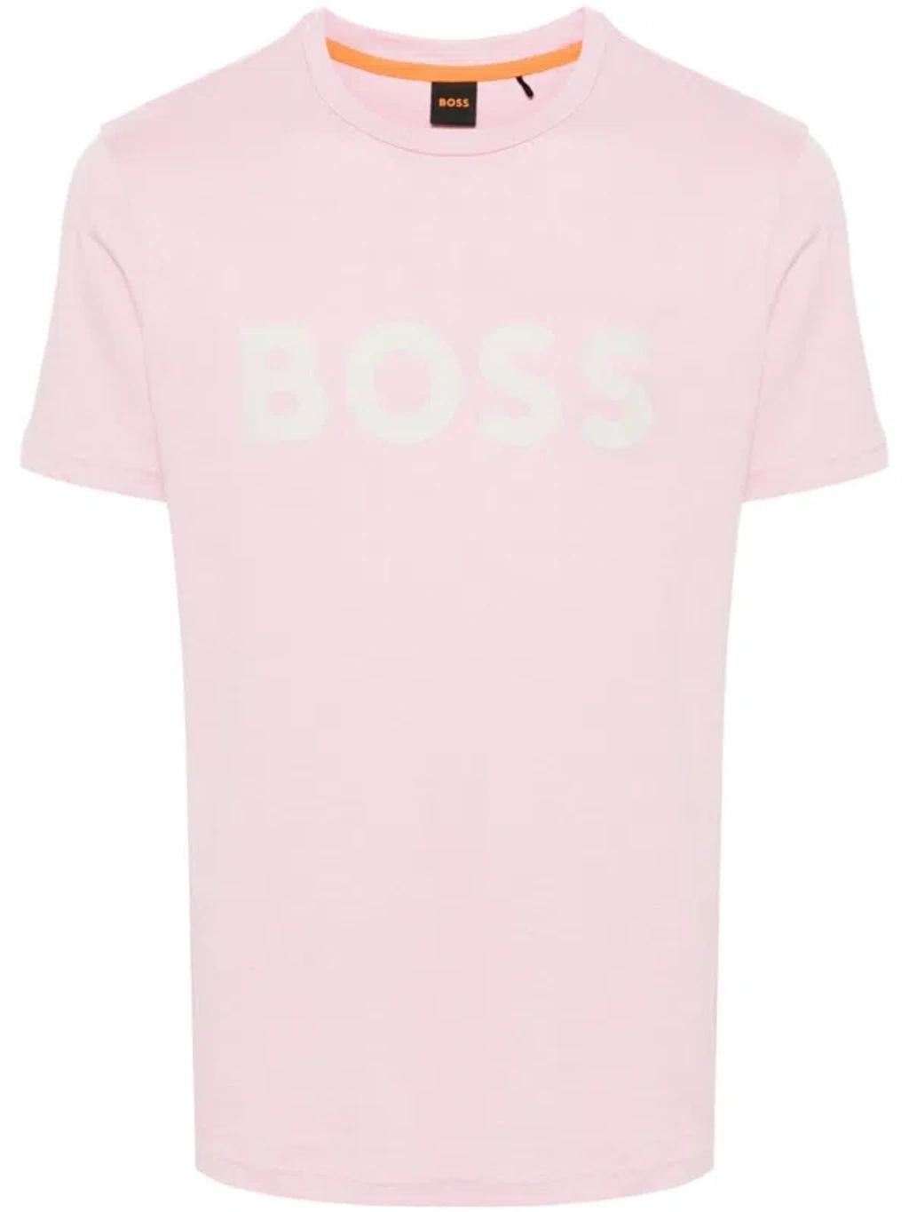 Rubber Logo Cotton T-shirt In Pink Product Image