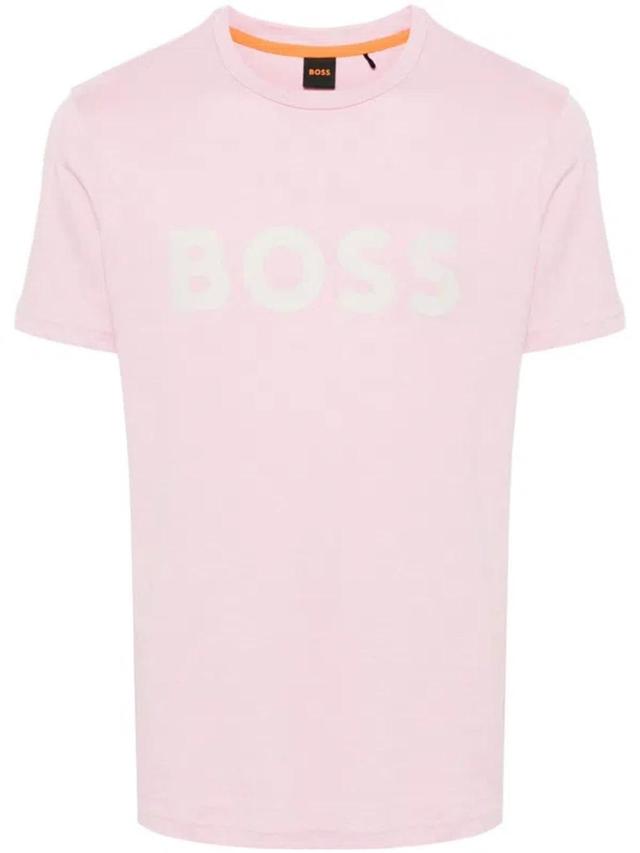 Rubber Logo Cotton T-shirt In Pink Product Image