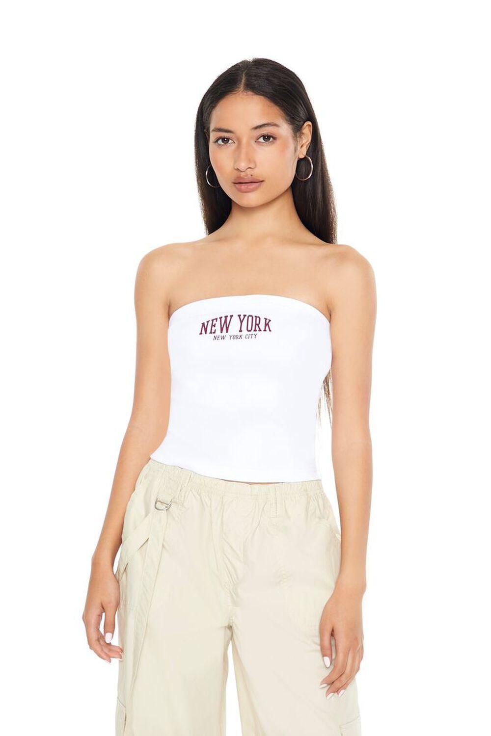 Ribbed Knit New York Tube Top | Forever 21 Product Image