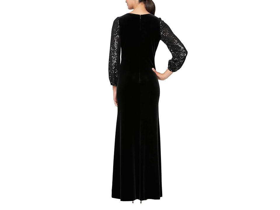 Alex Evenings Long Sheath Dress w/ Long Sequin Bubble Hem Sleeves Women's Dress Product Image