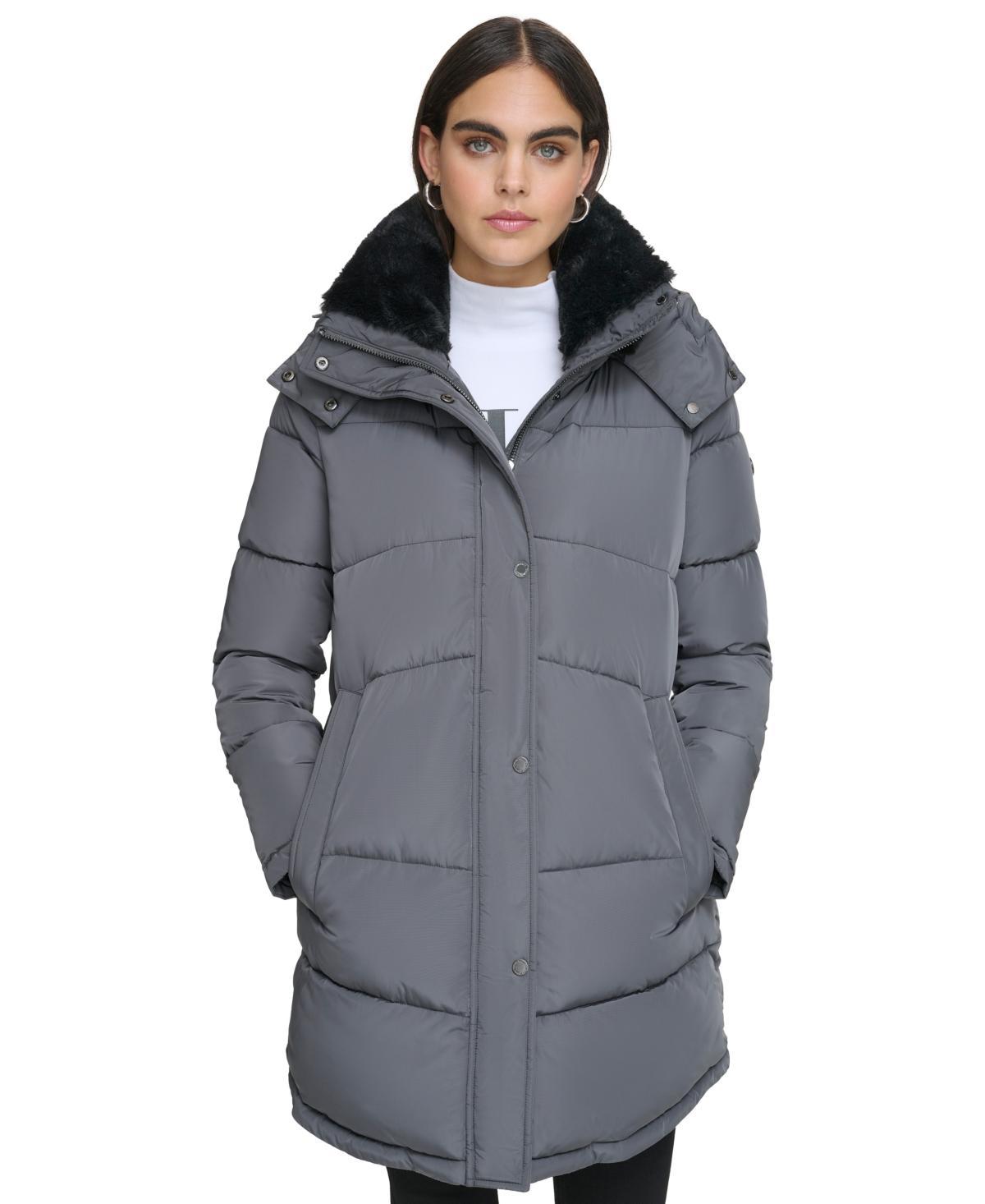 Calvin Klein Womens Petite Hooded Puffer Coat, Created for Macys Product Image