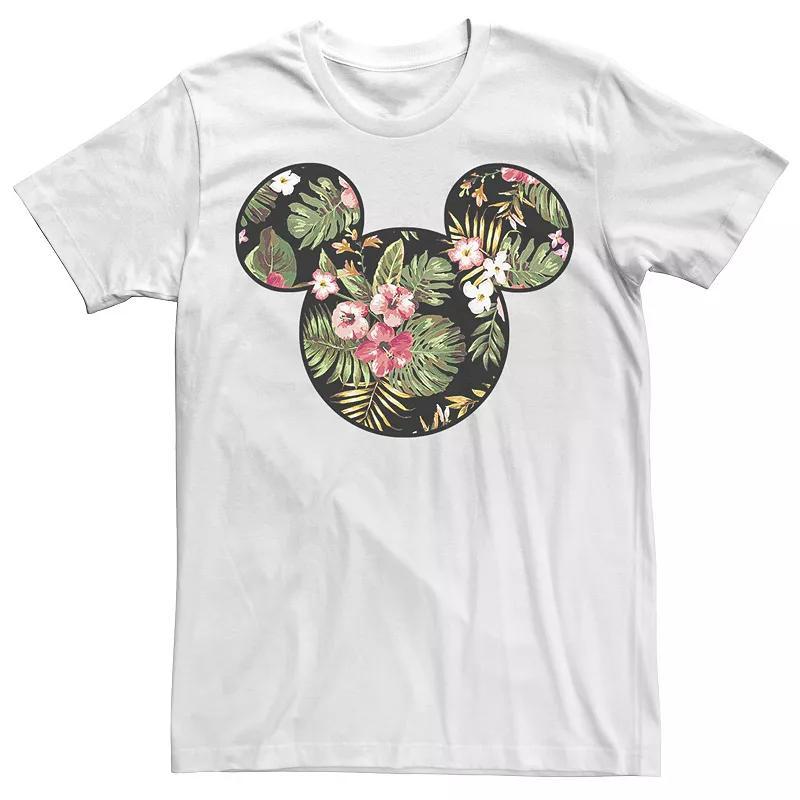 Disneys Mickey Classic Floral Mickey Big Face Mens Graphic Tee Grey Product Image