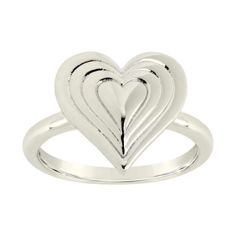 MC Collective Textured Heart Ring, Womens Silver Tone Product Image