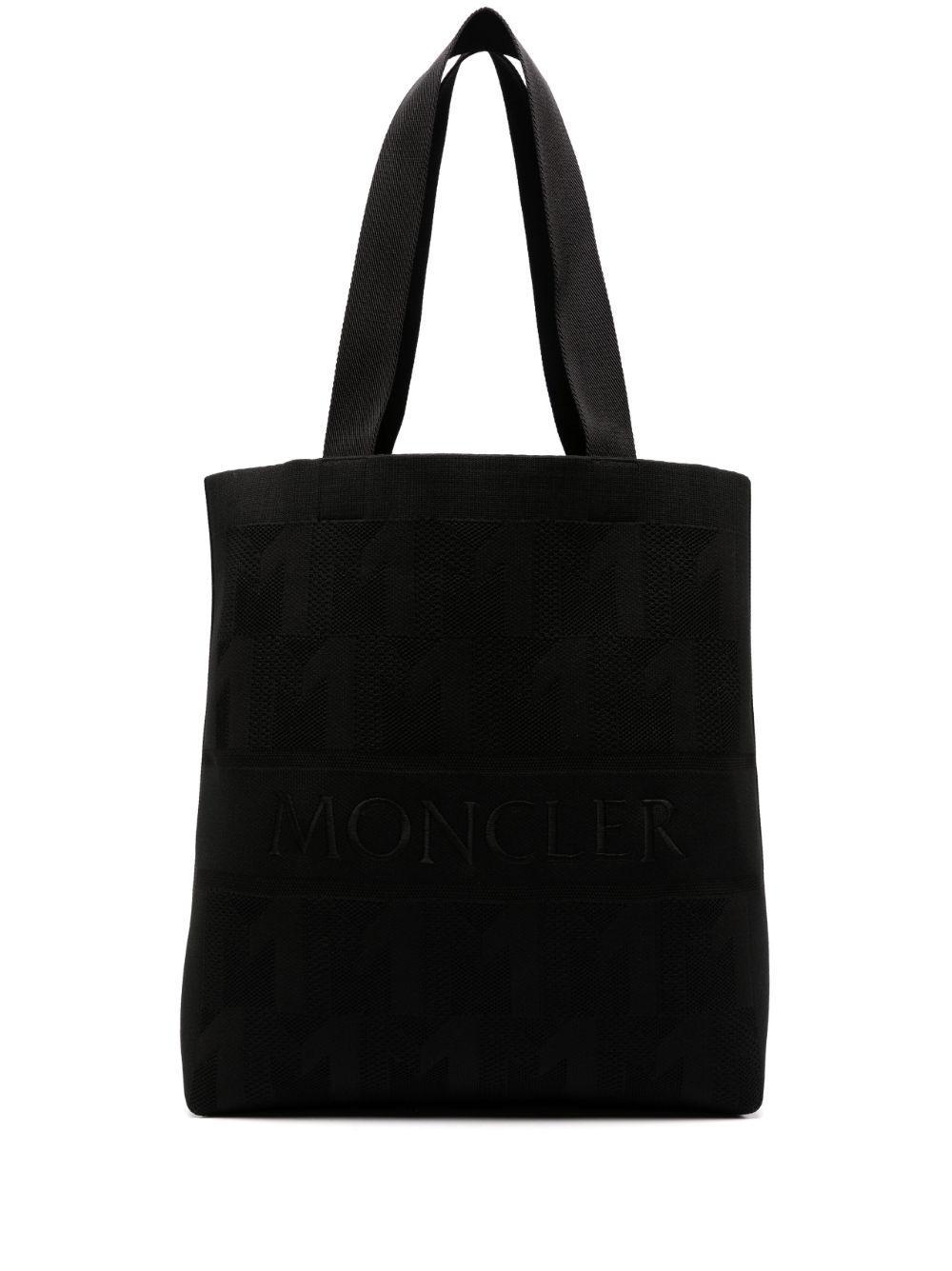 Black Logo Embroidered Knitted Tote Bag Product Image