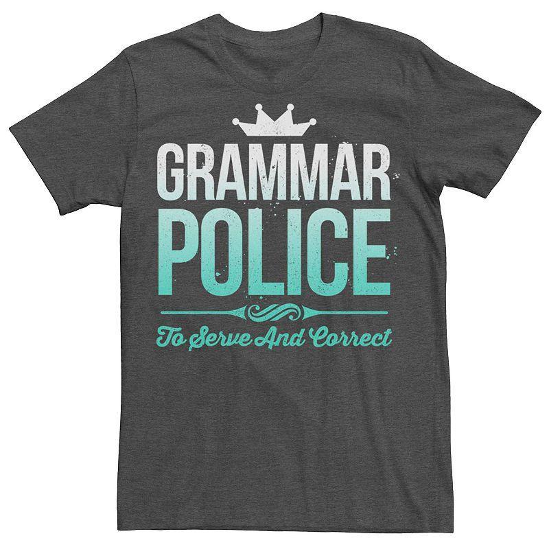 Mens Grammar Police Humor Graphic Tee Grey Heather Product Image