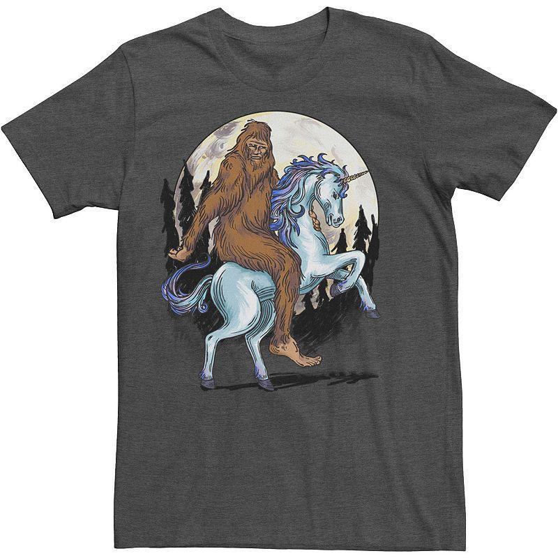 Big & Tall Big Foot On A Unicorn In The Moonlight Drawing Tee, Mens Grey Heather Product Image