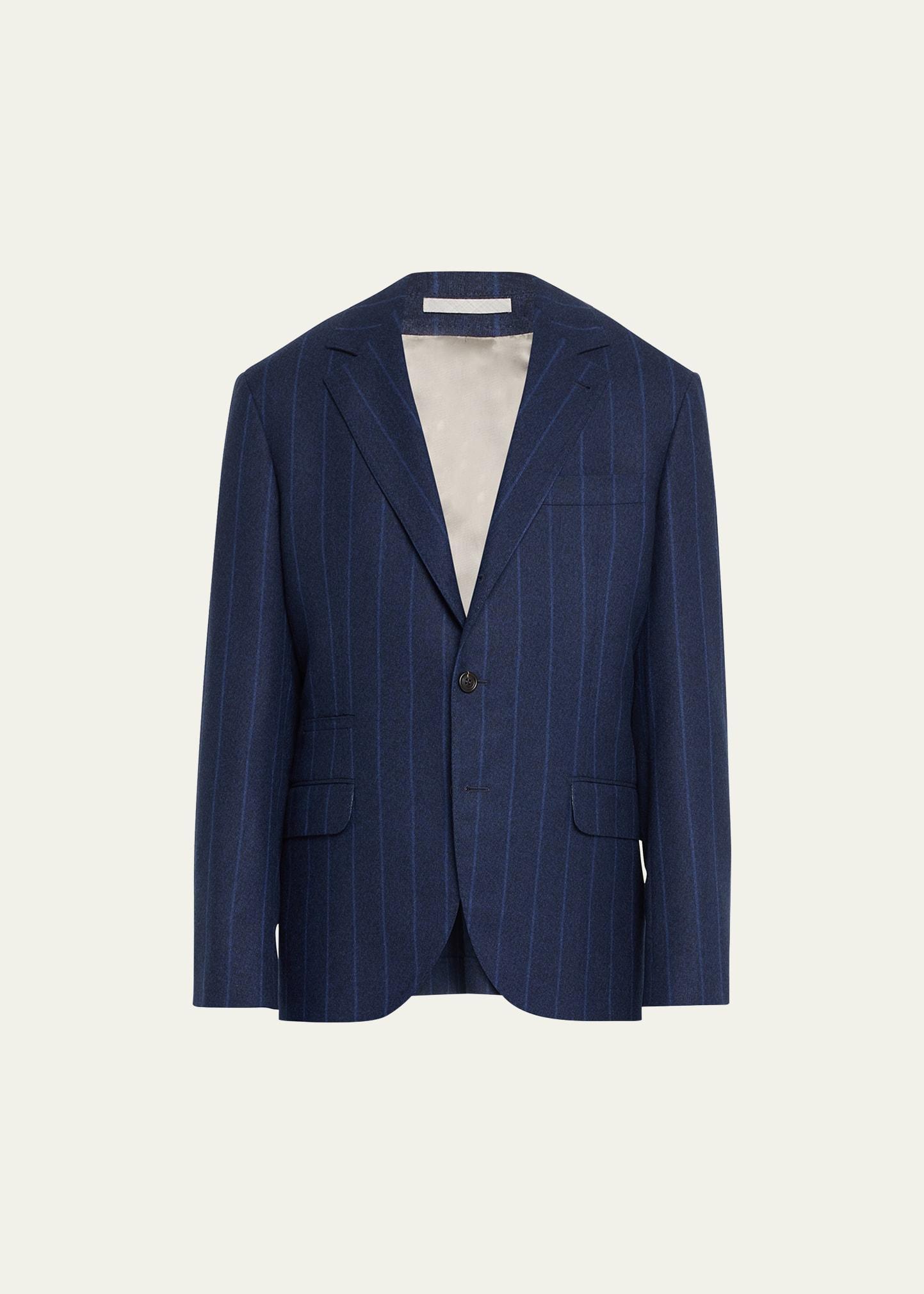 Mens Striped Wool Suit Product Image