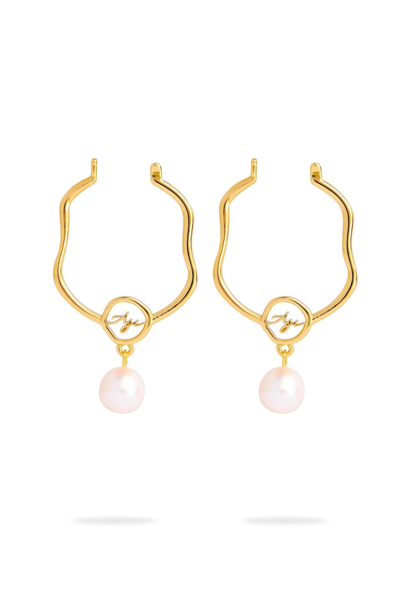 Fleur Pearl Drop Hoop Earring Product Image