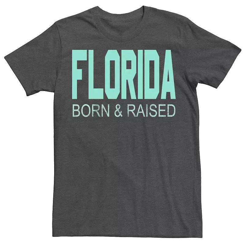 Mens Florida Born & Raised Vibrant Cyan Tee Grey Heather Product Image