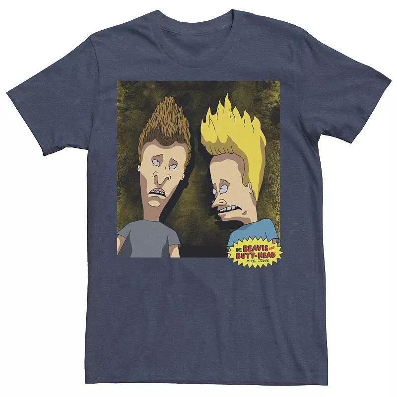 Mens Beavis and Butt-Head Detailed Portrait Graphic Tee Navy Grey Product Image