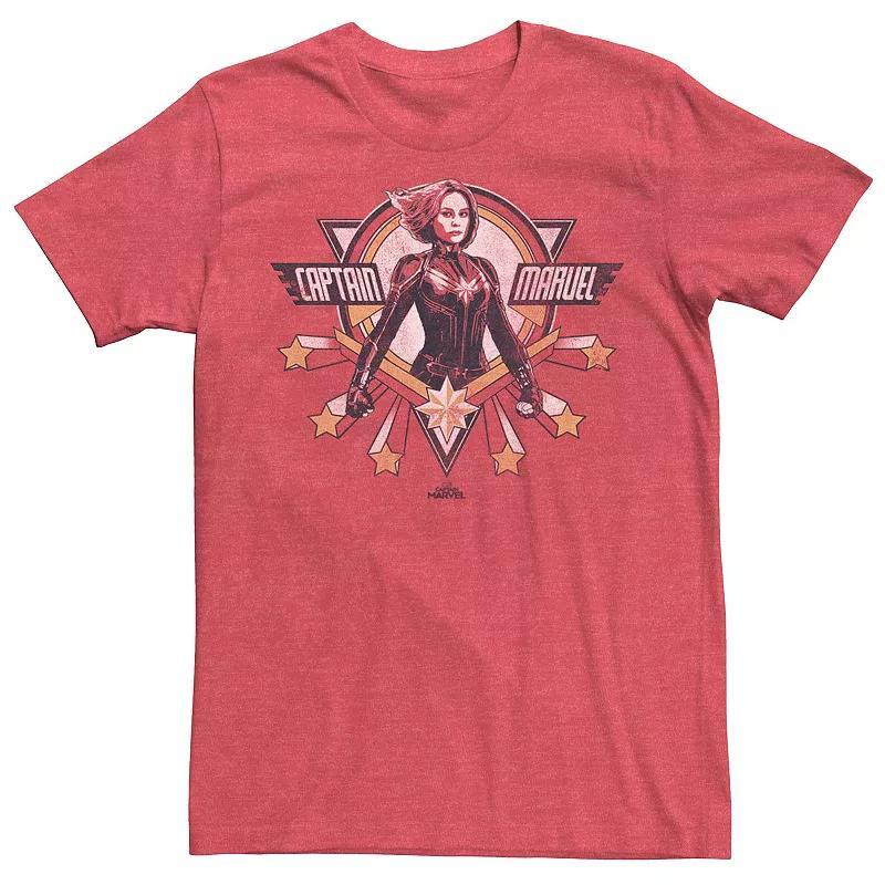 Mens Captain Marvel Stars Logo Tee Red Grey Product Image