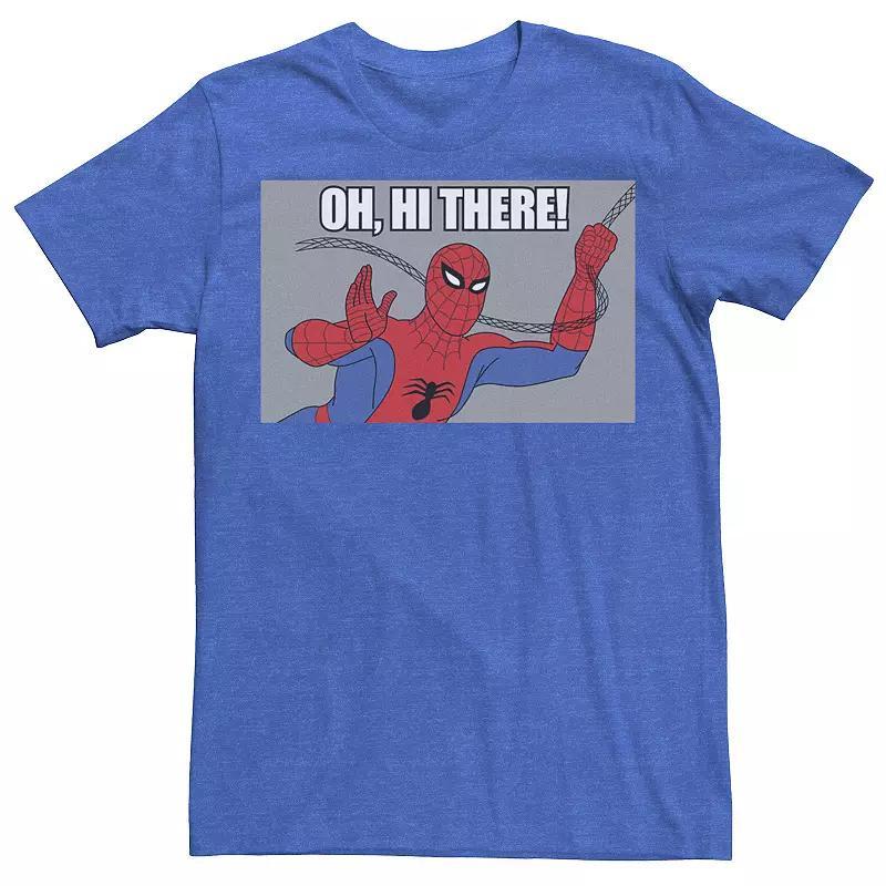 Mens Marvel Spider-Man Swinging Oh, Hi There! Vintage Portrait Graphic Tee Royal Grey Product Image