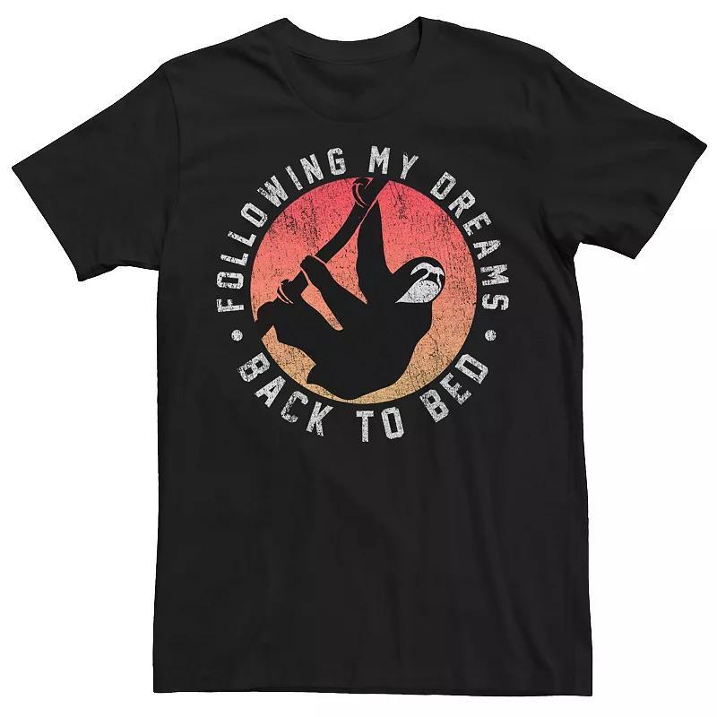 Mens Sloth Following My Dreams Back To Bed Tee Black Product Image