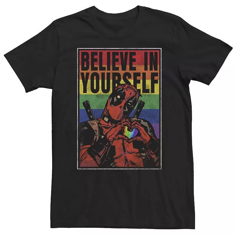 Big & Tall Marvel Deadpool Pride Believe In Yourself Rainbow Poster Tee, Mens Product Image