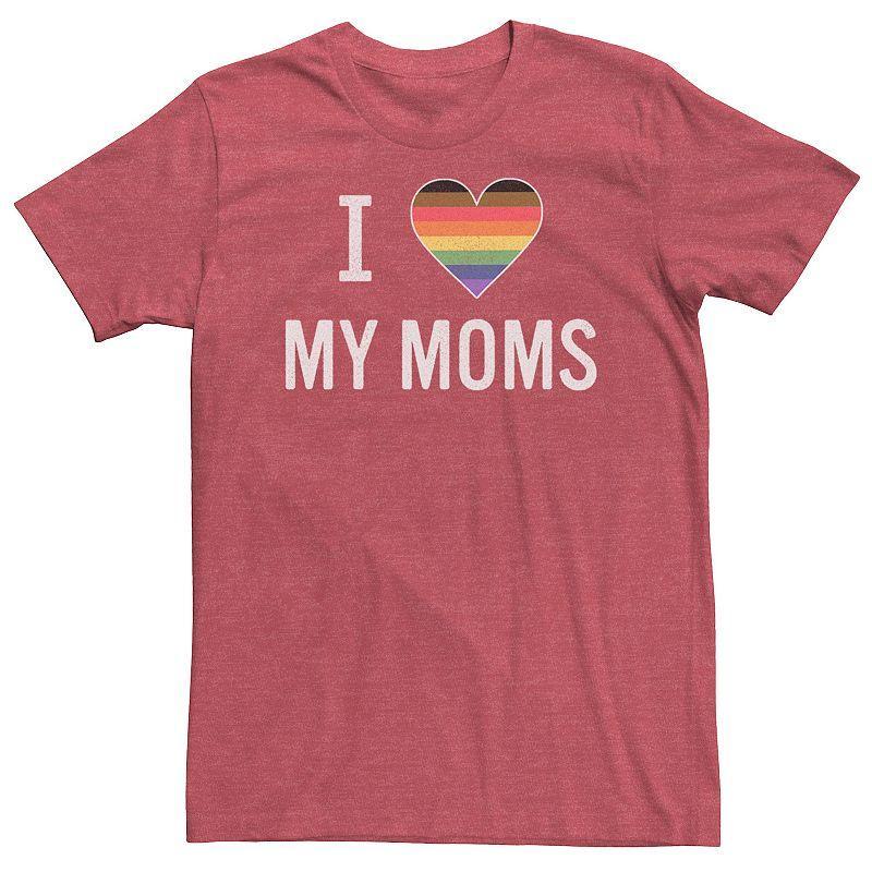 Big & Tall I Love My Moms Rainbow Striped Heart Tee, Mens Black Product Image