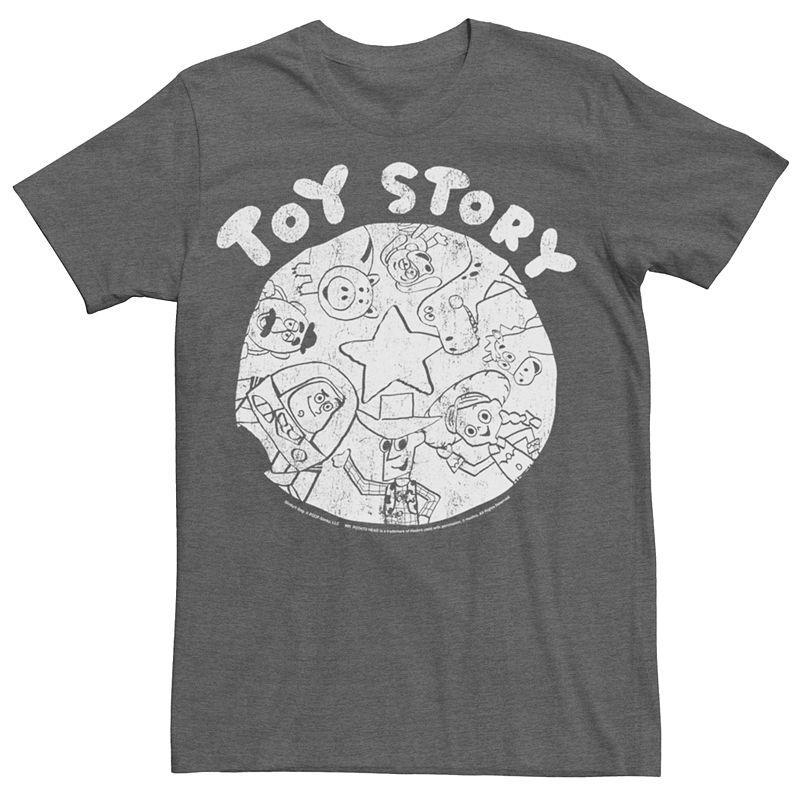 Mens Disney / Pixars Toy Story Doodle Circle Group Shot Tee Grey Heather Product Image