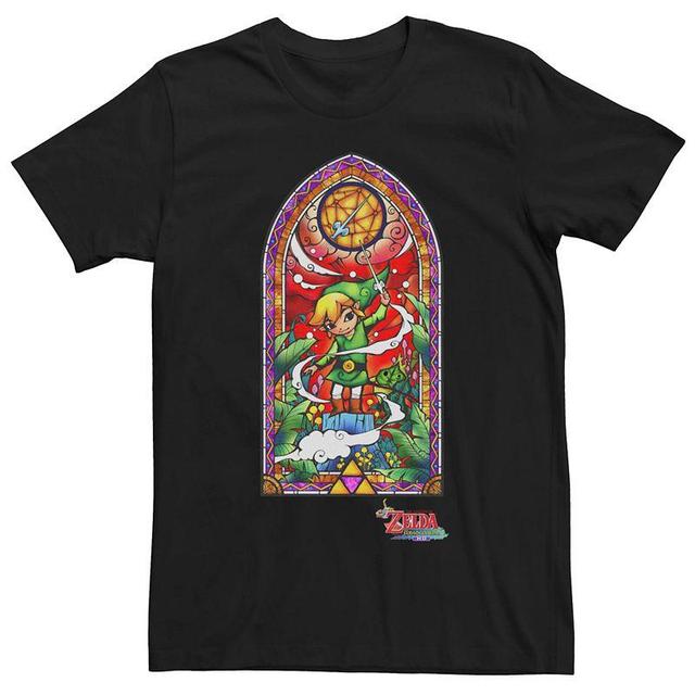 Mens Nintendo Legend Of Zelda Wind Waker Stained Glass Short Sleeve Tee Black Product Image