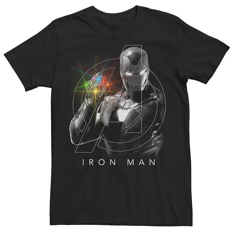 Mens Marvel Avengers: Endgame Iron Man Infinity Gauntlet Poster Tee Black Product Image