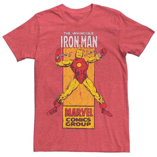 Mens Marvel The Invincible Iron Man Retro Comic Graphic Tee Red Grey Product Image